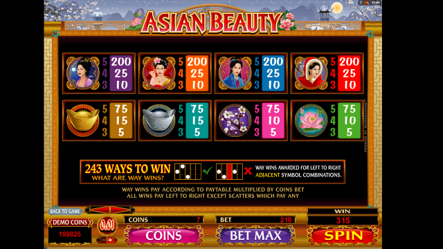 Характеристики слота Asian Beauty 2